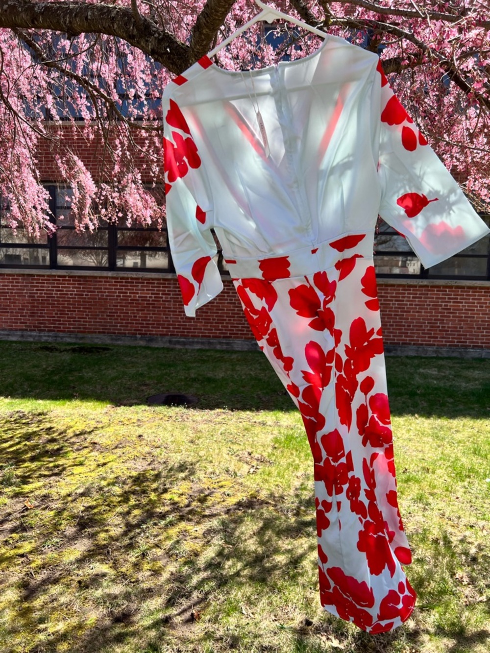 Bold Red Floral Midi Dress
